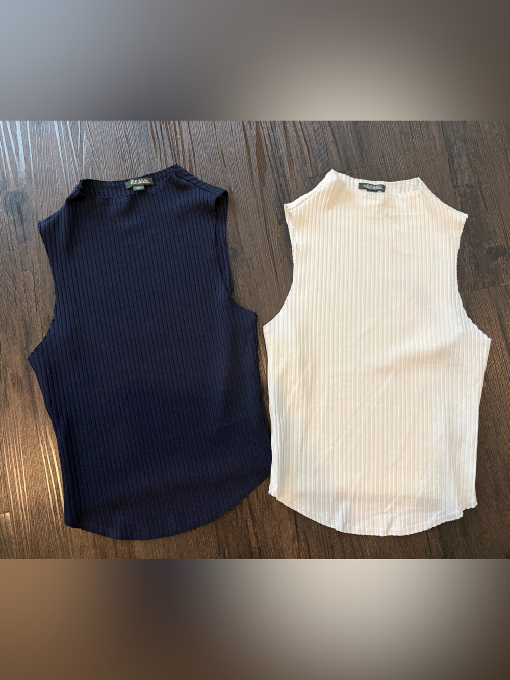 wild fable Ribbed Sleeveless Mock Neck Tank Top - Navy & White